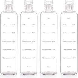 ATTRO Crystal 600ml Plastic Water Bottle BPA Free Leakproof, Fridge Safe with Time Marker to Track Hydration, Encourages Water Intake Set of 4- Transperent Clear-image-43