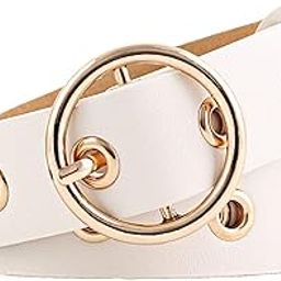 Women's PU Leather Belt Round Buckle Eyelet Waist Belt (Pack of 1)-image-71