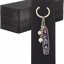 Keyring Jewelry Display Card, Decorative Keychain Black tag 50 Pcs, 5.9 x 2 Inch-19