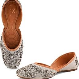 Handcrafted Jutti | Ethnic Slip-On Punjabi Juttis with Floral Beaded Embroidery |Comfortable Traditional Footwear | for Girls & Women-image-35