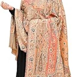 Paisley Kaani Pashmina Shawl, Beige Color with Pink and Grey Pattern, Handcrafted Design, Extra Fine Count & Lightweight-2