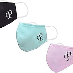 Pure Cotton Reusable Washable 3 Ply Hand Painted Alphabet Unisex Face Mask (Pack Of 3 Mask)-35