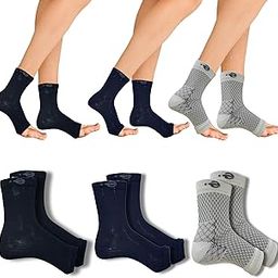 Ecosync Open Toe Bamboo Cotton Neuropathy Compression Socks - Combo Pack of 3 (Black + Navy Blue + Speckled White) - Moisture-Wicking, Breathable, Diabetic & Pain Relief, Soft, Eco-Friendly, Unisex-15