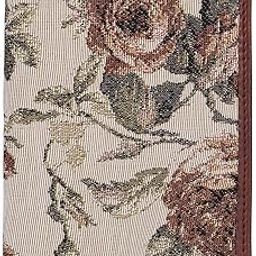 Glamour Fold Series Tapestry Fabric & Faux Leather Unisex Passport Wallet Travel Document Organizer (Brown-Floral)-31