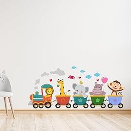 CVANU Animal Train Self-Adhesive Vinyl Wall Sticker for Wall Decoration (37.5inX16.5in)_S283-image-85