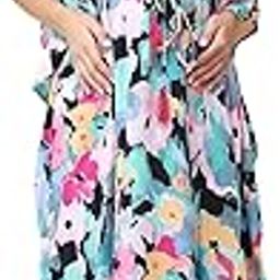 Floral Print Multi Rayon Maternity Kaftan Full Length Multicolour/Maxi Nighty/Free Size/Feeding/Nursing/Zipper/Drawstring-image-93