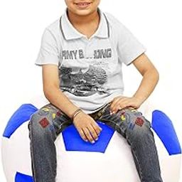 Couchette Kids Football Bean Bag, Small Bean Bag for Kids, White and Blue-picture-14