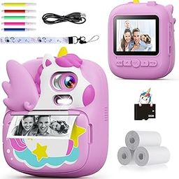 Kids Camera Instant Print, 12MP & 1080P Instant Camera for Kids with 32G Card & Print Paper, Selfie Digital Video Camera for Toddler,Christmas Birthday Gifts for Girls Boy Age 3-12 (Purple)-image-25