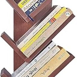 NE Furniture Wooden Bookcase for Home Office and Library Engineering Wood Space Saving Freestanding Book Rack Stylish and Modern (DIY) (Tree Shape 3 Step) (Accasiya Brown)-15