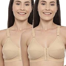 Women's Seamed, Double Layered 100% Cotton Full Coverage Non Wired Non Padded Feeding/Nursing/Maternity, Front Open Bra [ Mercy SSU 34B Skin/Skin]-image-2
