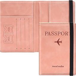 Passport Holder Cover Travel Wallet Organiser, Passport Case with RFID Blocking, PU Leather Travel Document Holder for Men & Women Travel Accessories (Pink)-image-85