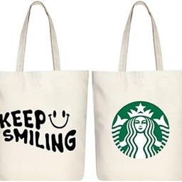 Tote Bags For Women Girls Canvas Handbag Zipper Pack of 2-image-77