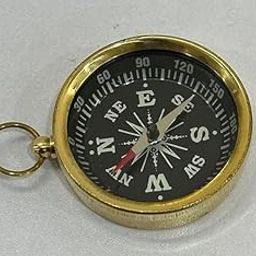 Handmade Antique Nautical Brass Pocket Compass with A Loop for Chain, Direction Finder Compass-picture-3