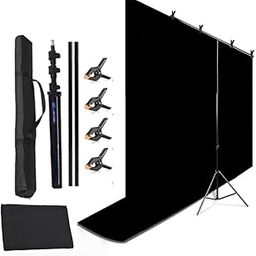 Photography 9x6ft T-Shaped Background Stand Adjustable Support Photo Studio with Backdrop Black Screen (T-Stand + Black Cloth+ Clamps)-image-87