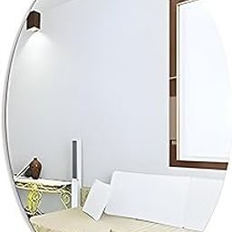 Fancy Metal Goods Oval Shape Adhesive Mirror Sticker for Wall on Tiles Bedroom Living Room Basin Mirror Bathroom Wall Mirror Both Side Sticker Acrylic Wall Mirror Full Length-23
