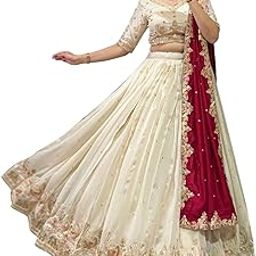 Solid Women’s Art Silk Lehenga Choli with Sequins Embroidery Work & Unstitched Blouse -Georgette Dupatta for Weddings and Special Occasions-picture-10