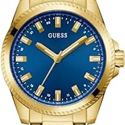 guess Stainless Steel Analog Blue Dial Men's Watch-Gw0718G2, Band Color-Gold-picture-49