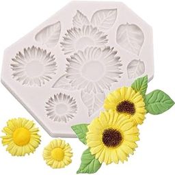 Skytail Big Sunflower Fondant Mold, Sun Flower Leaf Silicone Mould Candy Making Tray for DIY Chocolate sugarcraft Gum Paste Cupcake Cake Topper Polymer Clay Handmade Crafting Cake Decoration-image-78