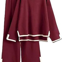 Women's Contrast Piping Top with Trousers Co-Ords Sets-image-25