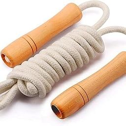 QODEL Cotton Jump Rope with Wooden Handles, Adjustable Fitness Skipping Rope, White-picture-29
