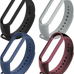 CERLINK Silicone Watch Band for Mi Band 5, Mi Band 6 Waterproof, Durable, Comfortable, Sporty Strap Replacement Lightweight Pack of-4-Black,Navy,Grey,Wine-picture-12