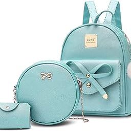 Mini Leather Backpack Purse 3-Pieces Fashion Bowknot Zipper Bags Cute Casual Travel Daypacks for and Women-image-61