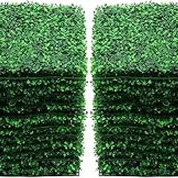 YUMUN 24 Pcs Artificial Grass Mat Boxwood Panel Faux Hedge Wall Greenery Backdrop, 23.6 x 15.7 Inch Mat for Indoor Wall Decoration and Outdoor, Balcony, Garden Fence (24)-3