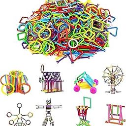 MOBCLIXS Colorful Straw Educational Plastic Building Blocks for Kids (200+ Stick) (Multicolor)-10