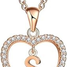 Pendant Necklace Chain for Women Girls | Gorgeous Alphabet In Diamond Heart Pendant & Chain | Stylish Necklace Gift For Birthday Anniversary Valentine Occasions-image-38