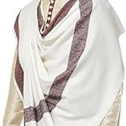 Kashmiri Shawl for Men, White and Brown, Traditional Indian Attire-picture-19