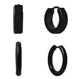 Earrings Set for Men | Stainless Steel Black Men's Earring | Combo of 4 Pairs Studs & Hoops for Boys | Birthday Gift for Boys Anniversary Gift for Husband-12