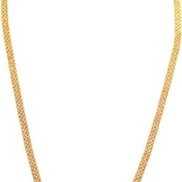 10k Gold Plated Plain Chain | Thick Neck Chain | Mesh Design | Lobster Clasp | 1gm Gold Chain for Unisex-picture-22