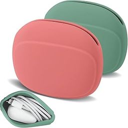 2 Pack Silicone Headphone Organizer Bag Data Cable Storage Case Portable Wired Headphone Earphone Organizer Mini Key Box (Green and Red)-picture-14