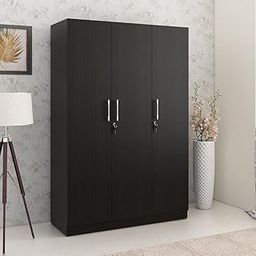 Spacewood Optima Wardrobe | 3 Year Warranty | Almirah, Cupboard, Almari, 3 Door Wardrobe, 2 Hanging Space|Engineered Wood| Natural Wenge-20