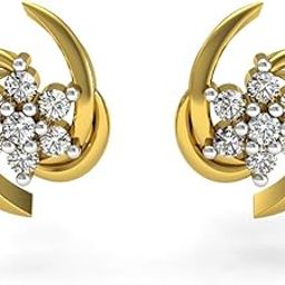 18KT Yellow Gold and Diamond Stud Earring for Women-image-79