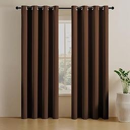 LINENWALAS 100% True Blackout Curtains (7 Feet) - Set of 2 Panels | Complete Light Block | Thermal Insulated & Noise Reducing Room Darkening Curtains for Living Room & Home Décor (Furniture Brown)-image-18