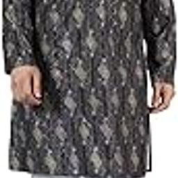 Digital Print Cotton Silk Brown Kurta Payjama-image-20