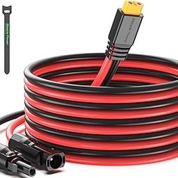 Solar to XT60 Charge Extension Cable 12AWG 10Ft Solar Connector to XT60 Adapter Cable for Solar Panel to LiFePO4 Battery RV Portable Power Station Solar Generator-24