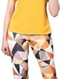 Women's Yellow Top with Printed Jogger Pants Stylish Co-ord Set-32