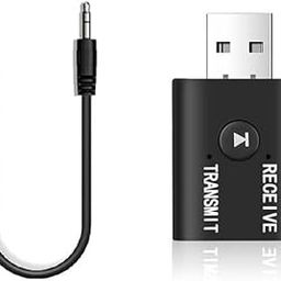 Bluetooth 5.0 2 in1 Transmitter Receiver Converter Car Wireless Audio Adapter USB 3.5mm Aux for TV, Home Stereo, Car Stereo, Headphones, Speakers, PC-19