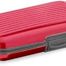 Metal Hard ID Multi Pockets RFID Scan Protection Organiser Credit Card Holder for Unisex Adult (Red)-picture-20