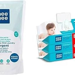 Mee Mee Mild Baby Liquid Laundry Detergent (500 ml - Refill Pack)&Mee Mee Caring Baby Wet Wipes with lid, 72 Pcs (Aloe Vera, Pack of 3)-image-26