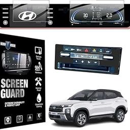 RGY Screen Guard For Hyundai Creta 2024 EX, S, S(O), 8" Infotainment System & 10" Instrument Cluster (MID) & AC [NOT A TEMPERED GLASS] - Clear-26