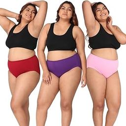 Adira | 3XL to 10XL Cotton Panties for Women Plus Size | High Waist Panty with Full Coverage | Inside Elastic - No Elastic Exposure to Skin | Plus Size | Pack of 3-picture-7