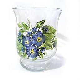 Hand Painted Blue Floral Votive Candle Holder, 4.5" Tall 3.5" Wide-image-28