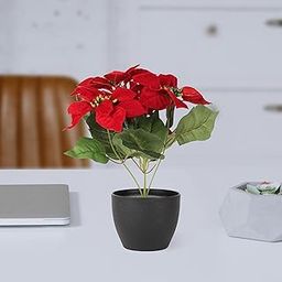 ONE MITTII Red Artificial Flower with Pot Decoretion in Home Office Living Room Decore Kitchen Interior Table Centerpiece Gift Iteam | 30 Cm-24