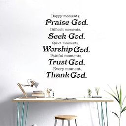 SIGNOOGLE Happy Moment Praise God Bible Quotes Wall Sticker for Home Bedroom Hall Living Room House L x H 41 X 55 Cm-image-57