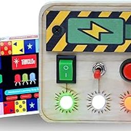 Timgloo Smart Starter Montessori Busy Board – Wooden Activity Board with Locks, Latches & LED Lights – Fine Motor Montessori Toy for Toddlers Age 1-6 – Made in India Sensory Learning Toy-image-50