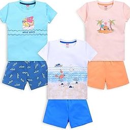 Baby Boys Regular Fit 100% Cotton Half Sleeves Boys T-Shirts and & Shorts Sets Pack of 3-image-1