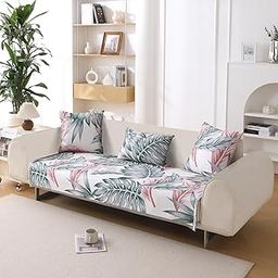 HOKIPO Luxury Sofa Seat Mats, Anti Slip Ice Silk Fabric, 90(D) x 160(L) cm, Castleton Green Tropical Leaves (NEW-5101-D2)-image-29